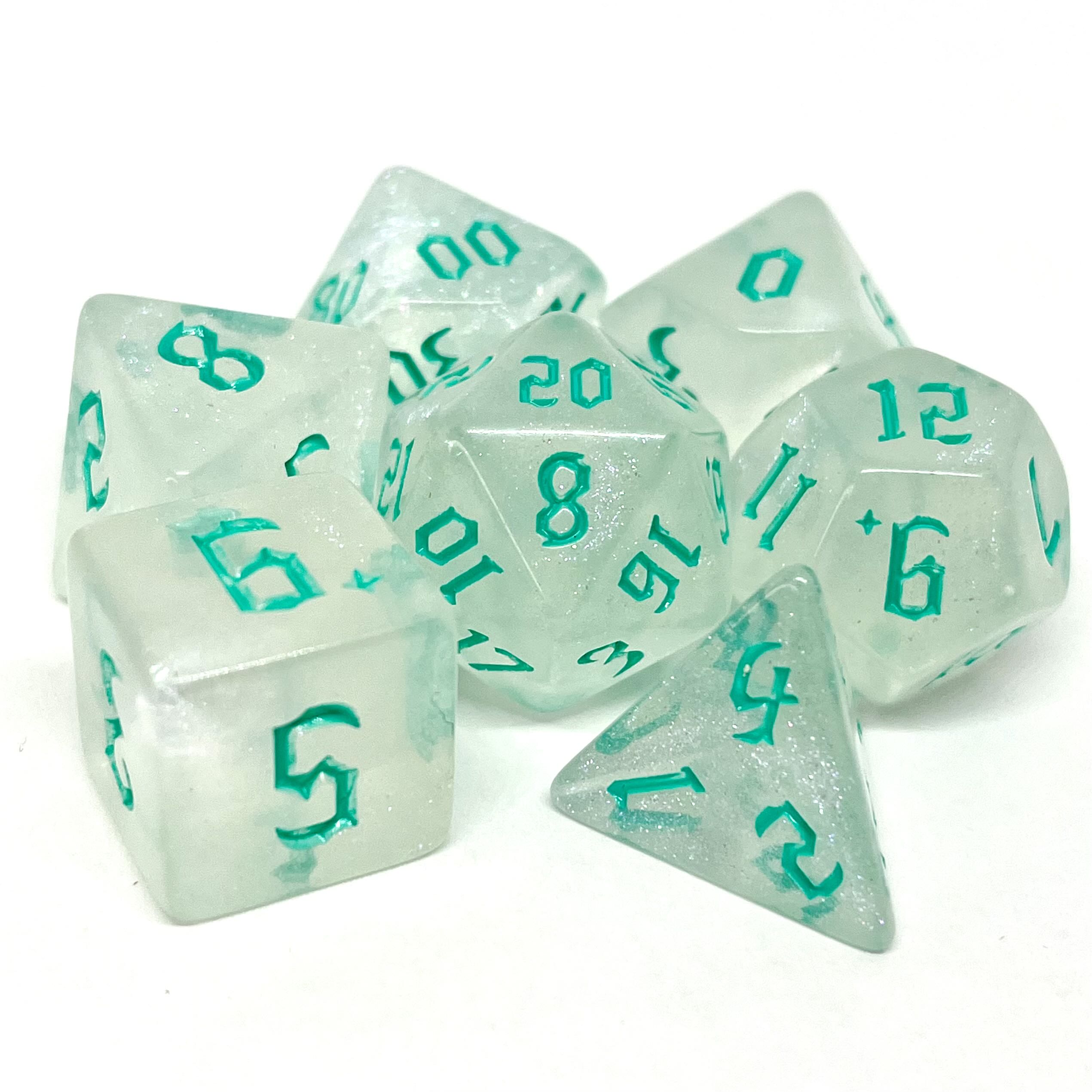 Clear with Teal Ink Dice